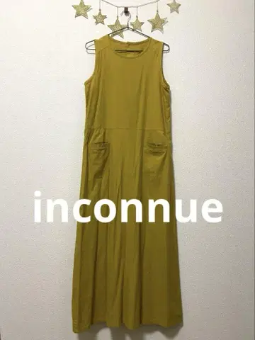 inconnue 슬리브리스 롱 원피스 머스타드