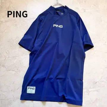 PING 하이넥 로고 반팔 티셔츠 네이비 LL [새상품] 핑
