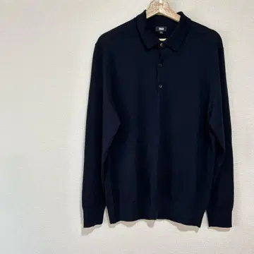 UNIQLO 엑스트라 파인 메리노 니트 피케 셔츠 긴팔 네이비 XL