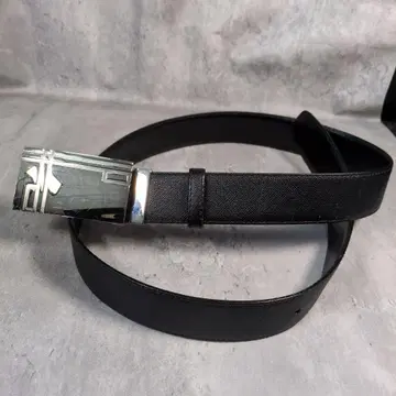 dunhill 던힐 블랙 가죽 벨트 실버 버클
