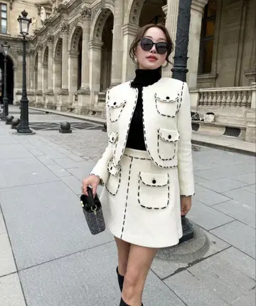 sheller stitch 트위드 재킷 x 퀼로트