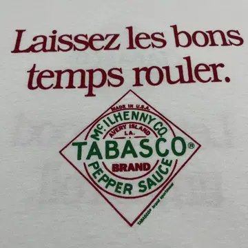 USA 제작 90년대 Tabasco 타바스코 티셔츠 기업 프로모션