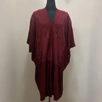루피리안 튜닉 오버 사이즈 버건디색 5부 소매 상의 새상품