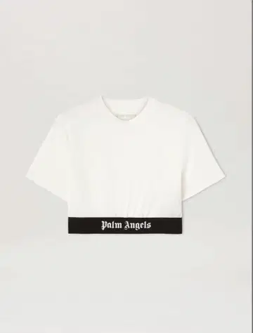 Palm Angels 로고 크롭 T셔츠 화이트