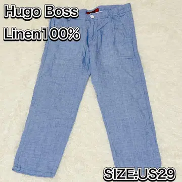 [고품질] 휴고보스 린넨 100% 7부 숏팬츠 스카이블루 US 29
