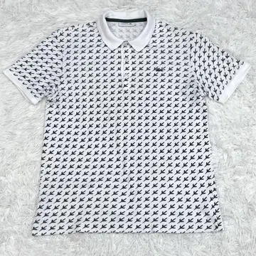 LACOSTE 피케 셔츠 화이트 올 패턴 사이즈 4 와니 로고 자수