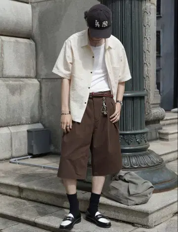컴팩트 숏 기장 시어서커 셔츠 / 체크 셔츠