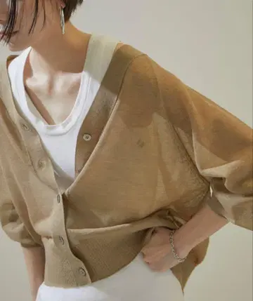 SALON adam et rope' 브라이트 시어 가디건 골드