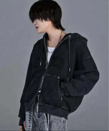 ADRER 집업 후드티 블랙 S