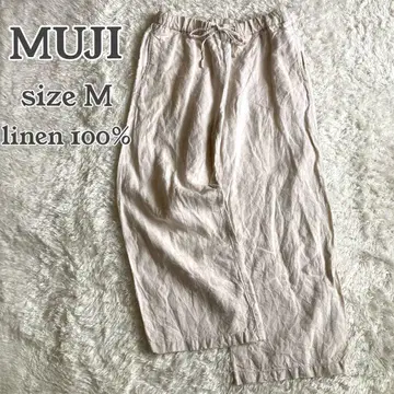 무인양품 린넨 스트레이트 팬츠 와이드 M 린넨 100% 내추럴