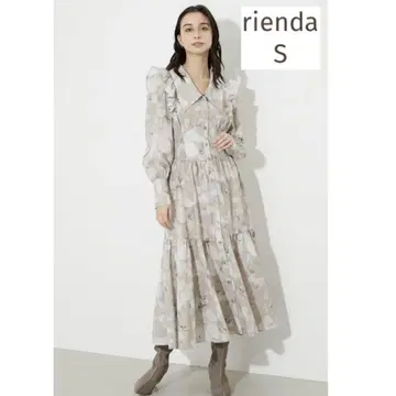 rienda S 사이즈 플라워 프린트 롱 셔츠 원피스
