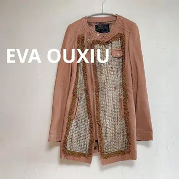 EVA OUXIU 소가죽 트위드 자켓 핑크 여성용 M