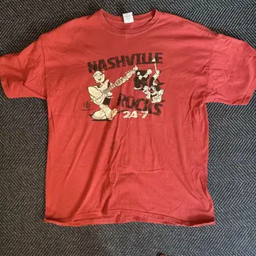 NASHVILLE ROCKS 24/7 그래픽 티셔츠 레드