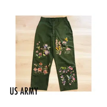US ARMY 밀리터리 팬츠 타투 씰 가공 리메이크
