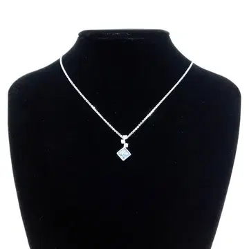 새상품급 SWAROVSKI 스와로브스키 스퀘어 목걸이 파랑 & 실버