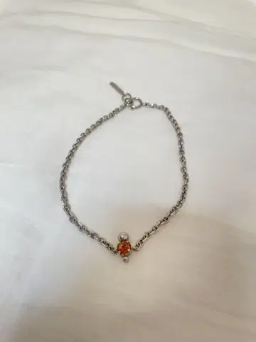 JUSTINE CLENQUET 오렌지 스톤 실버 체인 목걸이