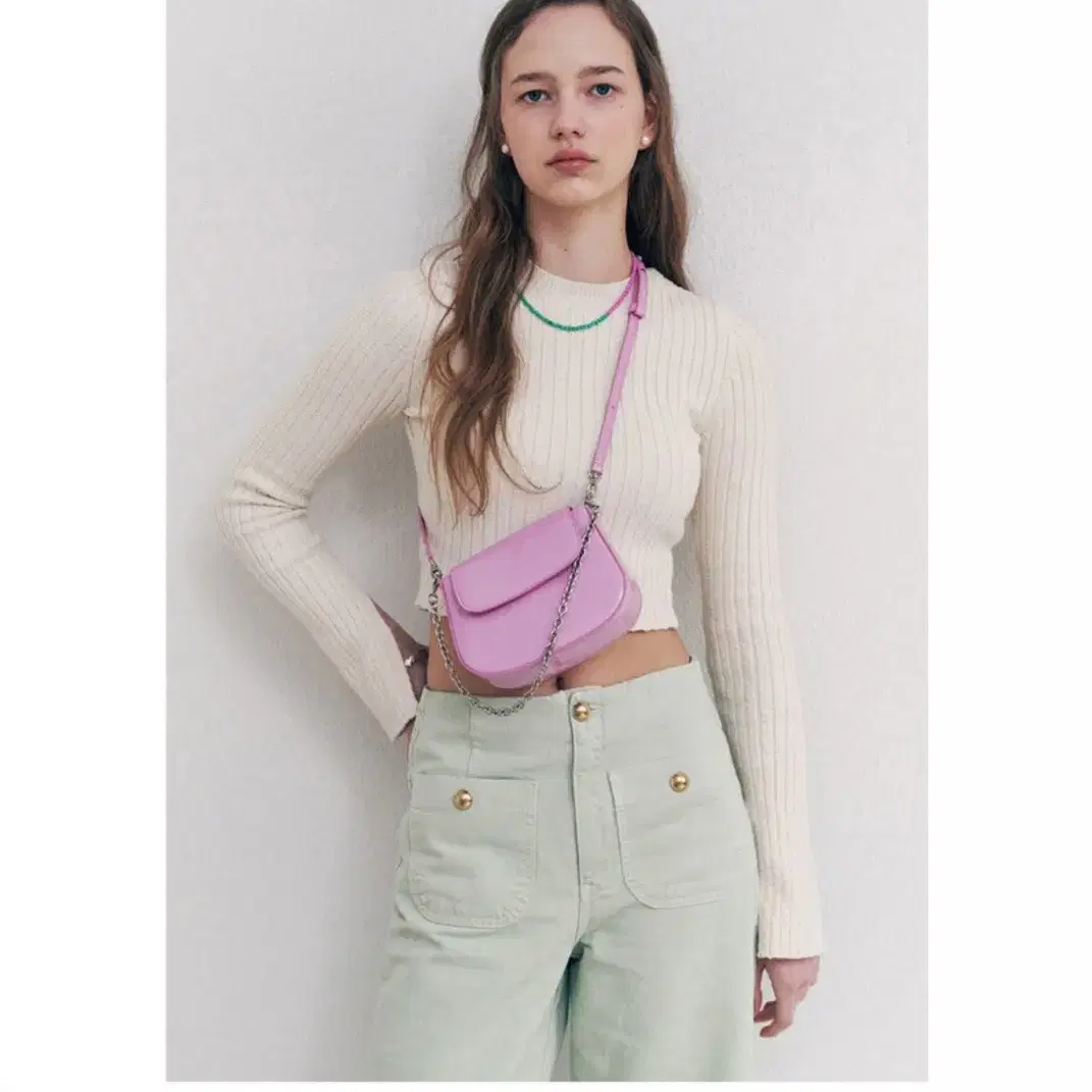 ★DE MERIEL★ Rosy Bag SmallCream Pink ROSYBAG De Meriel Rosie Flap Small Bag Pink #드메리엘,#미니백,#로지