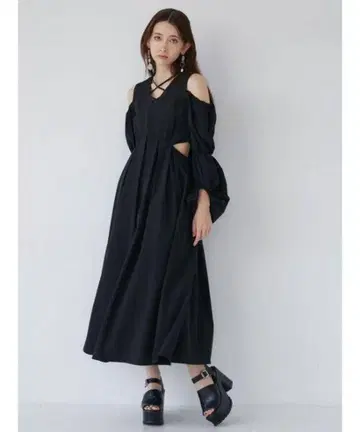 MURUA 림무브 슬리브 원피스 긴팔 슬리브리스 2way 블랙