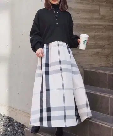 팁탑 도트 단추 풀오버 x 원피스 SET