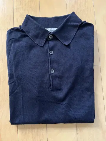 JOHN SMEDLEY 니트 피케 셔츠 S 네이비 씨 아일랜드 코튼