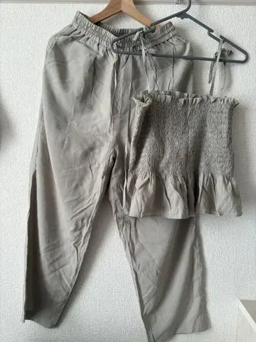 [새상품급] w closet 셋업 팬츠 뷔스티에 그린 프리 사이즈