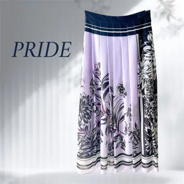 PRIDE (프라이드) 플리츠 꽃무늬 롱 스커트 라벤더 36