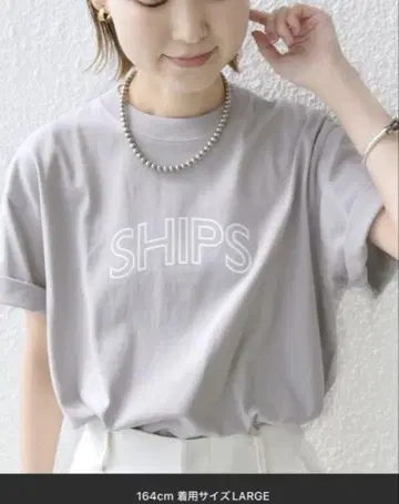 SHIPS WEB 한정판 라운드 프린트 로고 TEE 라이트 그레이