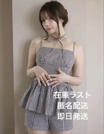 Gingham 체크 셋업 andmary black2