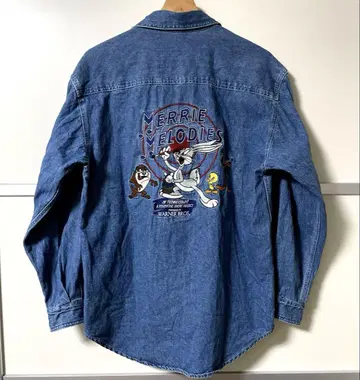 인기 Vintage 워너 브라더스 루니툰 긴팔 데님 셔츠