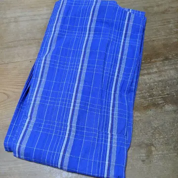 앤티크 기모노 면? 블루 격자