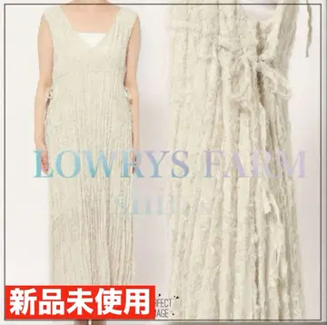 새상품 미사용 LOWRYS FARM 크링클 리본 원피스 아이보리