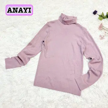 새상품 ANAYI 아나이 울 실크 리브 니트 하이넥 풀오버