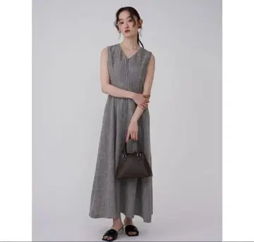 LAGUNAMOON 프론트 ZIP 믹스 컬러 원피스 브라운