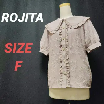 ROJITA 레이스 블라우스 프릴 반팔 꽃무늬 레이스 여성용