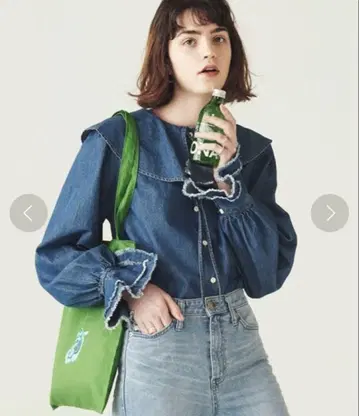 FREAK'S STORE 데님 프릴 셔츠