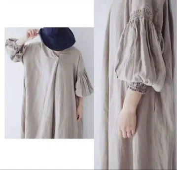 nest Robe 린넨 벌룬 슬리브 드레스