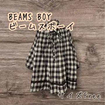 BEAMS BOY 빔즈 보이 캐주얼 체크 무늬 셔츠 체형 커버 F
