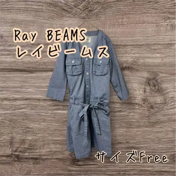 Ray BEAMS 레이 빔스 데님 원피스 긴팔 튜닉 무릎 기장 F