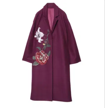 Ameri LAUREN OVER COAT 자수 롱 코트 purple