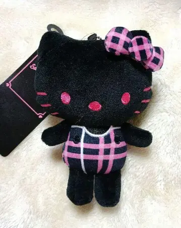 헬로키티 검정 키티 마스코트 참 체크 무늬 블랙 산리오 아베일