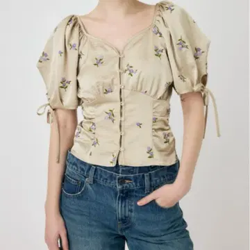 [moussy] 셔츠 꽃무늬 블랙