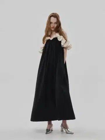 THETOE Erie frills 바이컬러 원피스