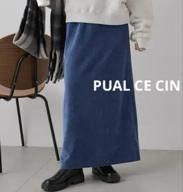 새상품급 PUAL CE CIN 퓨어세신 스트레치 코듀로이 스커트 블루