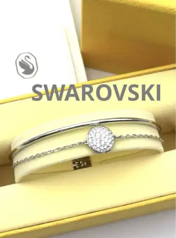 새상품급 SWAROVSKI 스와로브스키 멜레 참 2연 뱅글 팔찌