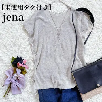 [미사용 택 포함] jena 제나 얇은 소재 코튼 니트탑 V넥