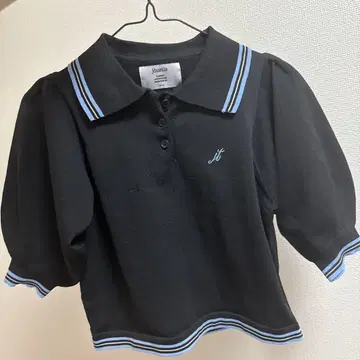 벌룬 슬리브 피케 셔츠 블랙 쥬에티