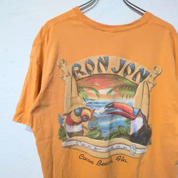 00년대 ronjon 론존 티셔츠 오렌지 서프 티셔츠