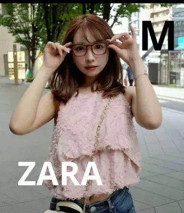 택 포함 새상품 ZARA 벌룬 쉐이프 상의 핑크 베이지 M