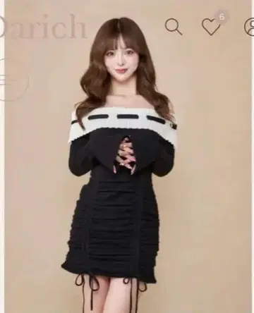 Darich 오프숄더 스티치 니트 미니 원피스