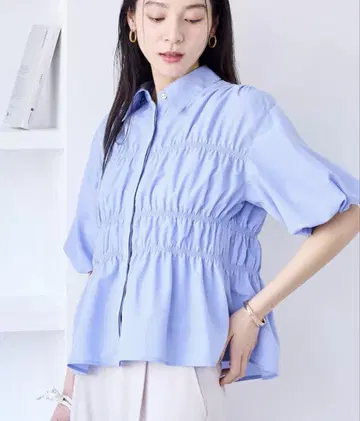 VIS 셔링 벌룬 셔츠